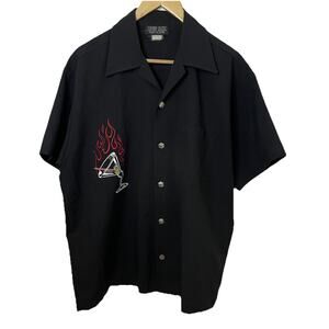 Johnny Suede 90s Martini Glass Bowling Retro Shirt Rockabilly Dice Buttons Sz L